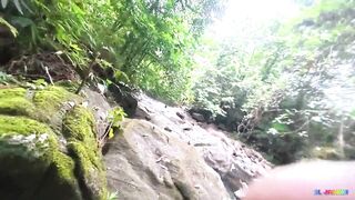Risky Outdoor Sex desi Big Natural Tits MILF and Boyfriend Quick Sex in the Waterfal - 1 image
