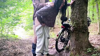 DUMB BRUNETTE BROKE HER BIKE IN THE WOODS & PAID WITH HER PUSSY FOR THE REPAIR! DOGGYSTYLE FUCK WITH MESSY FACIAL AND DEEP SWALLOW! - 13 image
