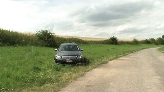 Old grandpa takes his granddaughter for a ride to fuck her outdoor - 1 image