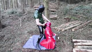 Amateur latex rubber doll outdoor blow job face fucking domination compilation year 1 - 4 image