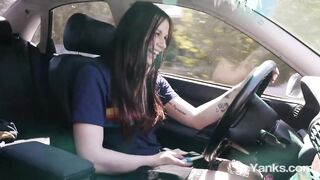 Sexual Yanks Beauty Matilda Masturbating While Driving - 5 image