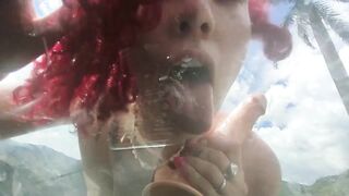 Merida Freckles masturbates in a car - Exibithinist sloppy BJ + Squirting - 4 image