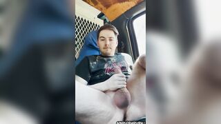 Jacking Off, Showing Feet, and Cumming in Work Van | Anguish Gush - 11 image