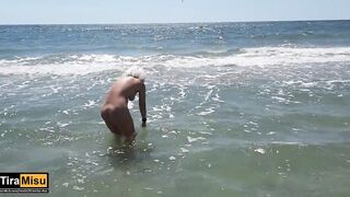 Hot NUDIST MILF Shows Off & MASTURBATES on the Beach - 7 image