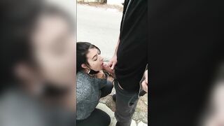 Hot blowjob in the street risky public outdoor - 8 image