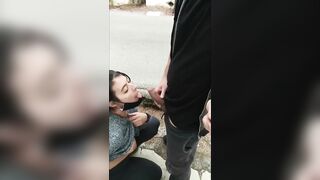 Hot blowjob in the street risky public - 4 image