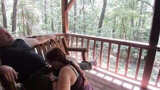 Outdoor Porch Swinging Blow Job and Pussy Licking with Ginger MILF Wife With Long Braided Hair - 11 image
