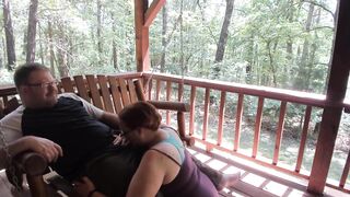Outdoor Porch Swinging Blow Job and Pussy Licking with Ginger MILF Wife With Long Braided Hair - 14 image