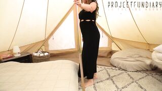exotic curvy dread head girl fucked without protection in a tipi tent - public festival sex, projectfundiary - 3 image