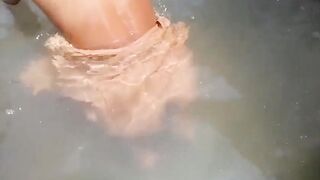 Desi Indian Teen Girl Bathing Outdoors Showing Natural Big Boobs - 14 image