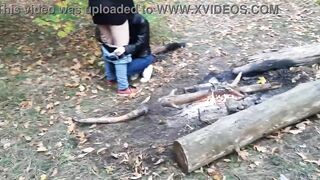 Beautiful public sex in the forest by the fire - Lesbian Illusion Girls - 8 image