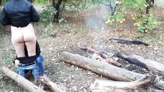 Mouthfuck and cum in my girlfriend's mouth in the dark woods - Girls fly orgasm - 14 image