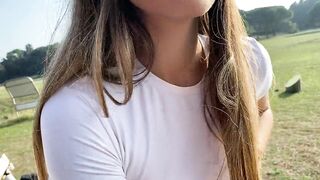 Public Blowjob with cumshot in my Mouth in open Park where people walk by us - 3 image