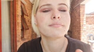 Close up view of pale blonde picking, blowing her nose, snot play - 13 image