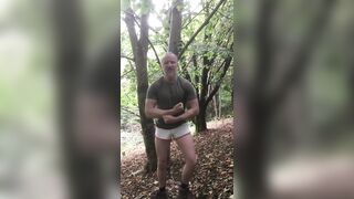 Military muscle stud works out and gets naked in the woods with war planes overhead! - 4 image