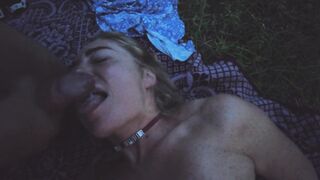 A couple, in plain sight, engaged in extreme sex in a clearing near the road - 15 image
