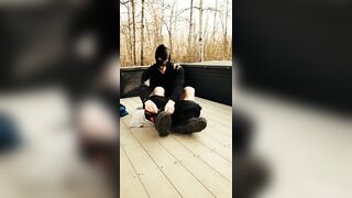 Curious Guy Performs A Little Risky Outdoor Strip Tease For His Viewers That Are Always Supporting - 4 image