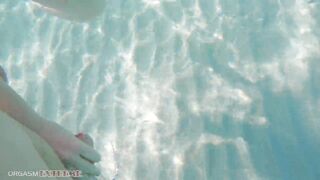 Underwater Footjob Sex & Nipple Squeezing POV at Public Beach - Big Natural Tits PAWG BBW Wife Being Kinky on Vacation - 6 image