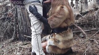 Outdoor sex with redhead teen in winter forest. Risky public fuck - 11 image