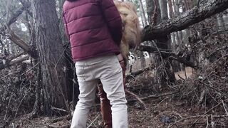 Outdoor sex with redhead teen in winter forest. Risky public fuck - 14 image