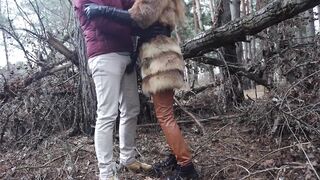 Outdoor sex with redhead teen in winter forest. Risky public fuck - 5 image