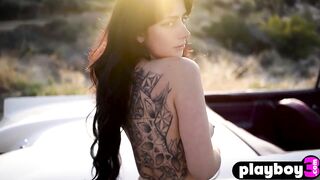 Big tits teen posing naked for Playboy and showed beautiful tattooed body - 2 image