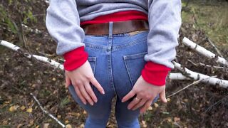 Girl With Big Ass In Tight Blue Jeans Outdoor Tease 4K - 10 image