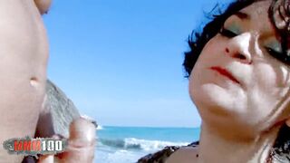 French brunette big cock ass fucking at the beach - 5 image