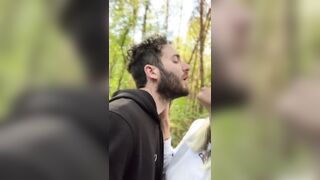 Watering the forest! Hot wife squirts, fucked hard and gets her mouth full of cum - 13 image