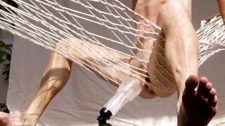 *** NEW EDIT *** 2017-08 / Crazy, creative hands-free Fleshlight masturbation in a net hammock - 11 image