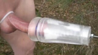 Outdoor fleshlight swollen cock milking - 14 image