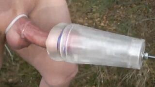 Outdoor fleshlight swollen cock milking - 4 image