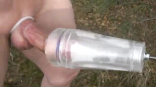 Outdoor fleshlight swollen cock milking - 6 image