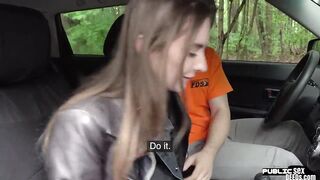 Skinny 19 driving student fucked in car outdoor by tutor - 12 image