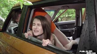 Skinny 19 driving student fucked in car outdoor by tutor - 13 image