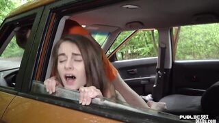 Skinny 19 driving student fucked in car outdoor by tutor - 14 image