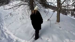 We went for a cold hike in a Public Park. I warmed him with a hot Blowjob then warmed myself by swallowing his hot Cum! - 2 image