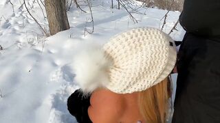We went for a cold hike in a Public Park. I warmed him with a hot Blowjob then warmed myself by swallowing his hot Cum! - 8 image