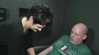 In the porn sex booth a German brunette MILF jumps and rides a horny cock to shove it into her hot pussy eager for sex