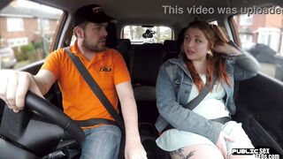 Redhead chubby public outdoor fucked in car by driving tutor - 6 image