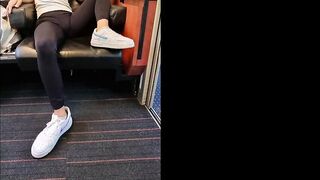 Hot Hotwife in leggings on the train - 9 image