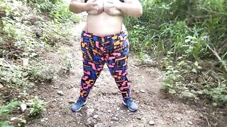 sexy walk with chubby girl in the forest - 7 image