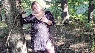 Fucked a chubby hitchhiker in the woods and cum on her ass in torn pantyhose - 3 image