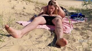 Sucking His Dick At Public Nudist Beach - 1 image