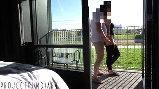 risky public balcony sex with people watching and outdoor cumshot - 11 image