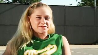 Two teens start lesbian masturbation on tennis court - 3 image