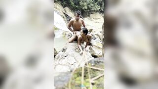 Step-siblings get almost caught fucking in the river - 10 image