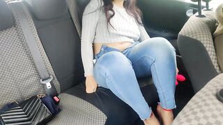 Busy worker in red heels and jeans masturbates her pussy and ass in a car uber - 5 image