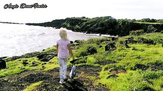 Amateur Walks Down the Outdoor Near Ocean. - 3 image