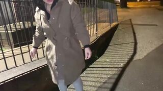 Woman on street gets offered a cigarette to flash and piss in public - 3 image